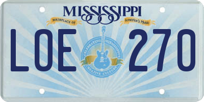 MS license plate LOE270