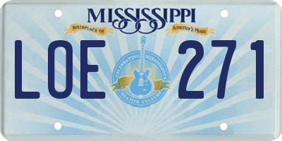 MS license plate LOE271