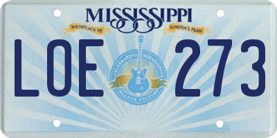 MS license plate LOE273