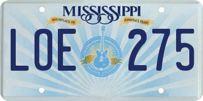 MS license plate LOE275