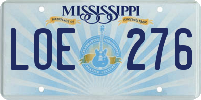 MS license plate LOE276