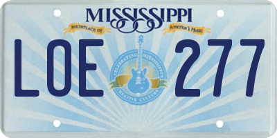MS license plate LOE277
