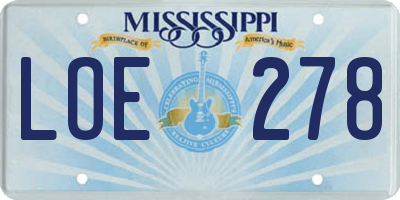 MS license plate LOE278