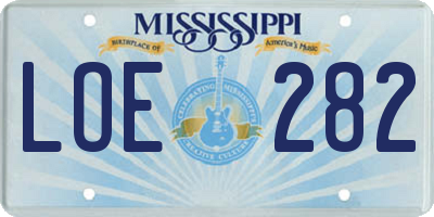 MS license plate LOE282