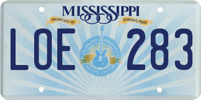 MS license plate LOE283
