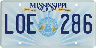 MS license plate LOE286