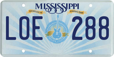 MS license plate LOE288