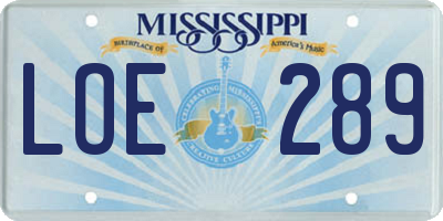 MS license plate LOE289