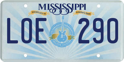 MS license plate LOE290