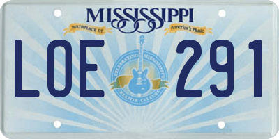 MS license plate LOE291