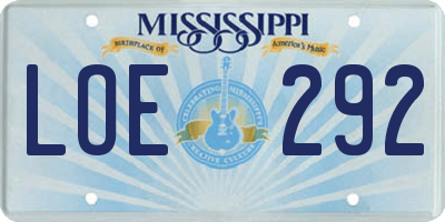 MS license plate LOE292