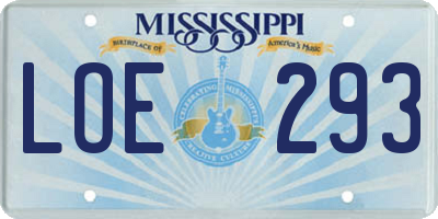 MS license plate LOE293