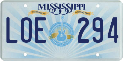 MS license plate LOE294