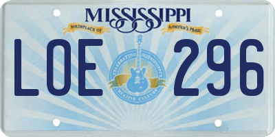 MS license plate LOE296