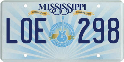 MS license plate LOE298