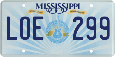 MS license plate LOE299
