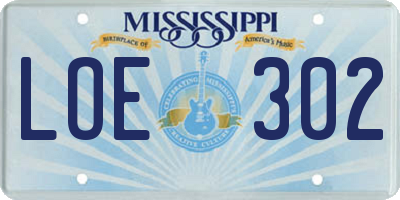 MS license plate LOE302