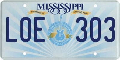 MS license plate LOE303
