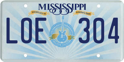 MS license plate LOE304