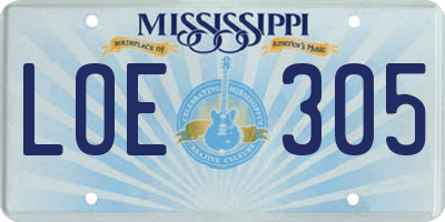 MS license plate LOE305