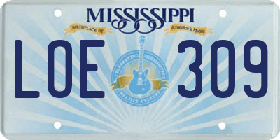 MS license plate LOE309