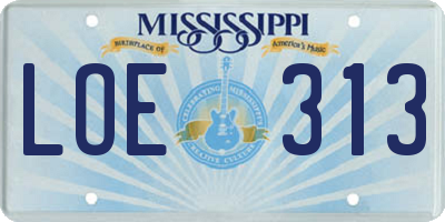 MS license plate LOE313