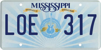 MS license plate LOE317