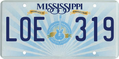 MS license plate LOE319