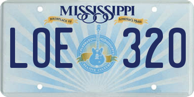 MS license plate LOE320