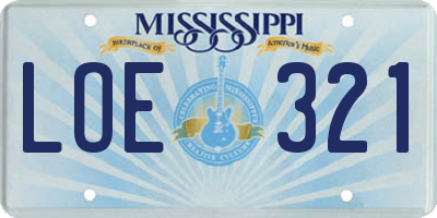MS license plate LOE321