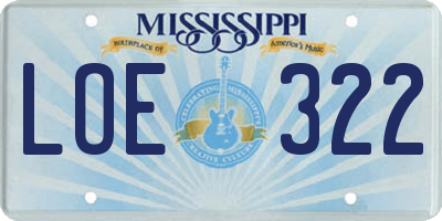 MS license plate LOE322