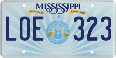MS license plate LOE323