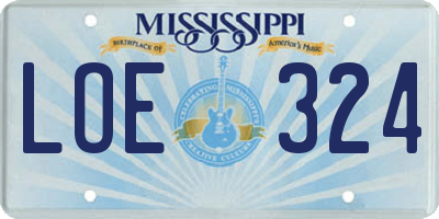 MS license plate LOE324