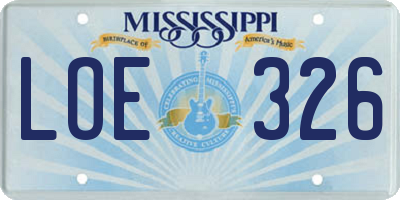MS license plate LOE326