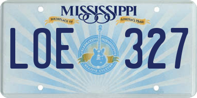 MS license plate LOE327