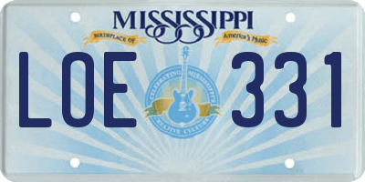 MS license plate LOE331