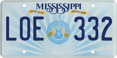 MS license plate LOE332