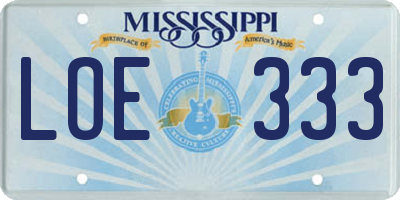 MS license plate LOE333
