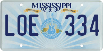 MS license plate LOE334