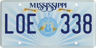 MS license plate LOE338