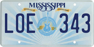 MS license plate LOE343