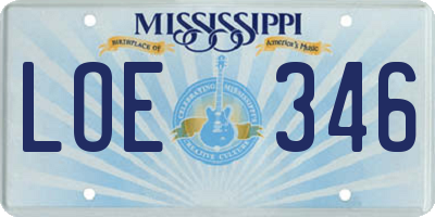 MS license plate LOE346