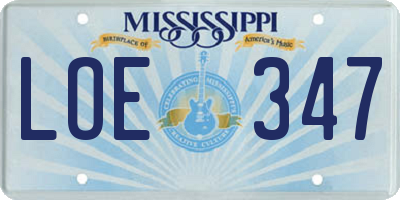 MS license plate LOE347