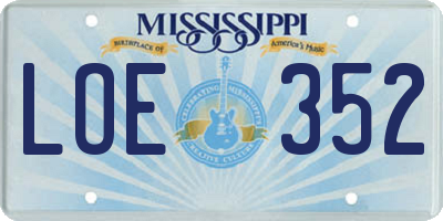 MS license plate LOE352