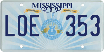 MS license plate LOE353