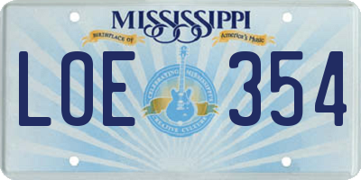 MS license plate LOE354