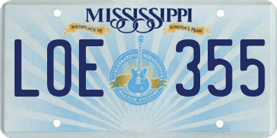 MS license plate LOE355