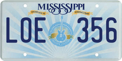 MS license plate LOE356