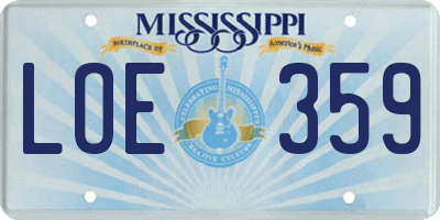 MS license plate LOE359