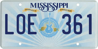 MS license plate LOE361